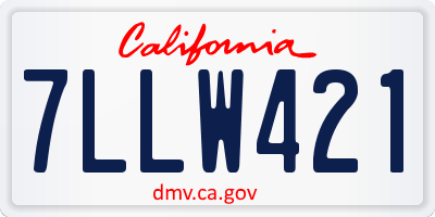 CA license plate 7LLW421
