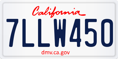 CA license plate 7LLW450