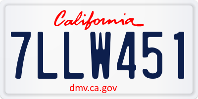 CA license plate 7LLW451
