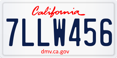 CA license plate 7LLW456