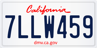 CA license plate 7LLW459