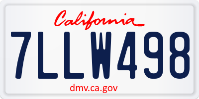 CA license plate 7LLW498