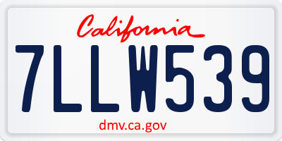 CA license plate 7LLW539