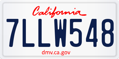 CA license plate 7LLW548