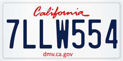 CA license plate 7LLW554