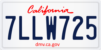 CA license plate 7LLW725