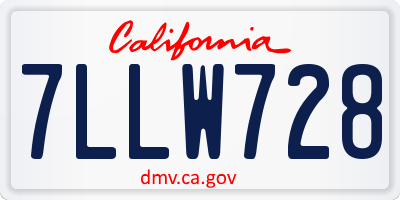 CA license plate 7LLW728