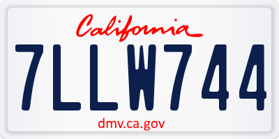 CA license plate 7LLW744