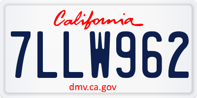 CA license plate 7LLW962