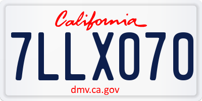 CA license plate 7LLX070