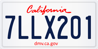 CA license plate 7LLX201