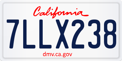 CA license plate 7LLX238