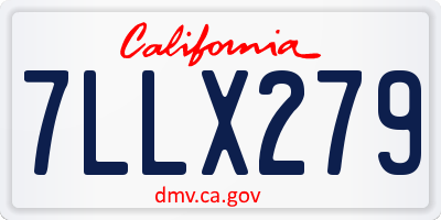 CA license plate 7LLX279