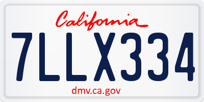 CA license plate 7LLX334