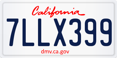 CA license plate 7LLX399