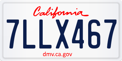CA license plate 7LLX467