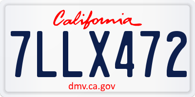 CA license plate 7LLX472