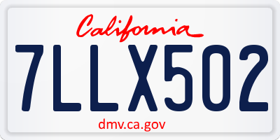 CA license plate 7LLX502