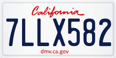 CA license plate 7LLX582