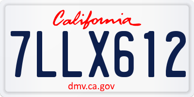 CA license plate 7LLX612