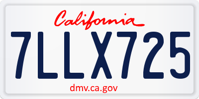 CA license plate 7LLX725