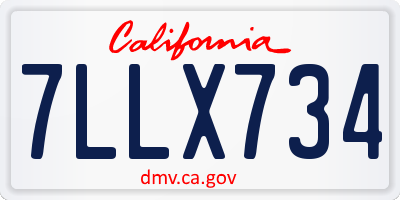CA license plate 7LLX734