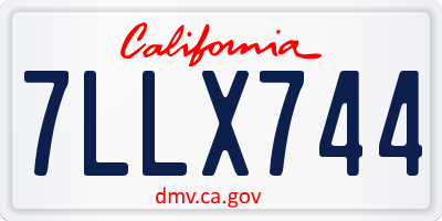 CA license plate 7LLX744