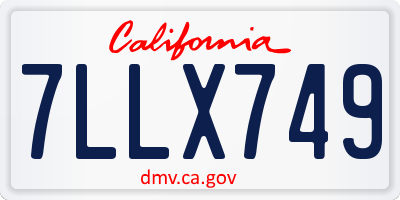 CA license plate 7LLX749
