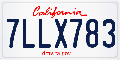 CA license plate 7LLX783