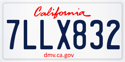 CA license plate 7LLX832