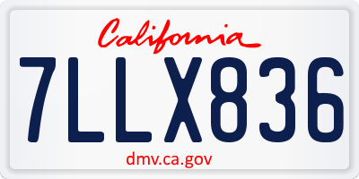CA license plate 7LLX836