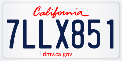 CA license plate 7LLX851