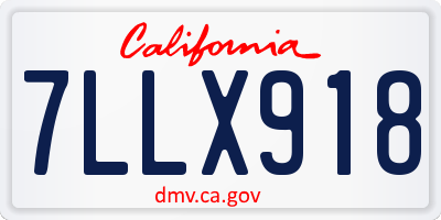 CA license plate 7LLX918