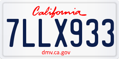CA license plate 7LLX933
