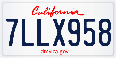 CA license plate 7LLX958