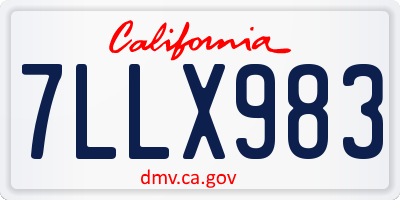 CA license plate 7LLX983