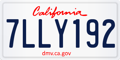 CA license plate 7LLY192