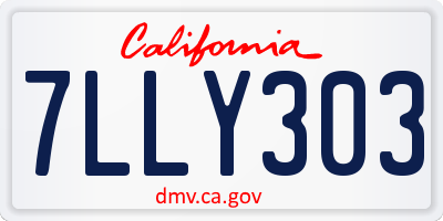 CA license plate 7LLY303
