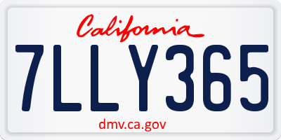CA license plate 7LLY365