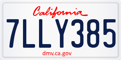 CA license plate 7LLY385