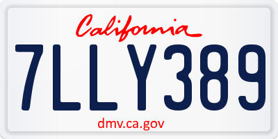 CA license plate 7LLY389