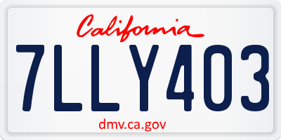 CA license plate 7LLY403