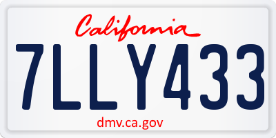 CA license plate 7LLY433