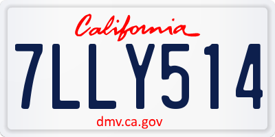 CA license plate 7LLY514