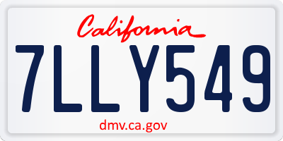 CA license plate 7LLY549