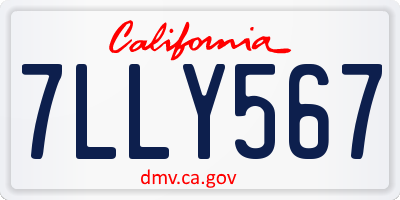 CA license plate 7LLY567
