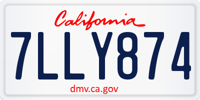 CA license plate 7LLY874