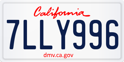 CA license plate 7LLY996