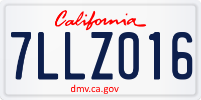 CA license plate 7LLZ016