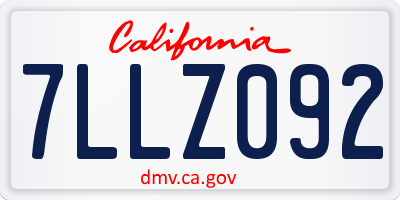 CA license plate 7LLZ092